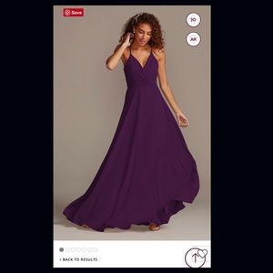 David’s Bridal Bridesmaid Spaghetti Strap Full Dress Long Plum Size 20 NEW